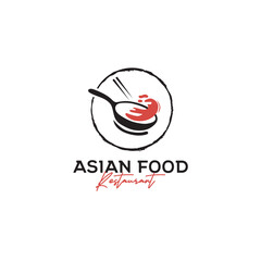 Fire wok asian food restaurant logo