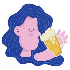 Sticker - woman drinking beer