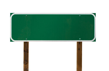Wall Mural - Transparent PNG of Medium Blank Green Road Sign Ready For Your Message.