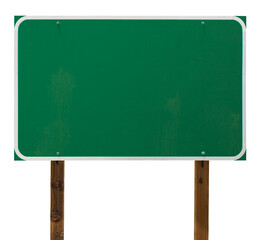 Wall Mural - Transparent PNG of Large Blank Green Road Sign Ready For Your Message.