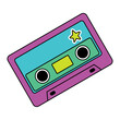 Isolated colored 60s groovy cassette emote graffiti Vector