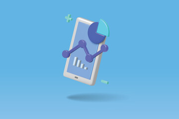 Wall Mural - analysis data from mobile phone concept on blue background. 3d vector illustration design.