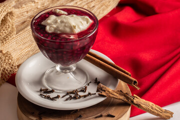 Brazilian dessert called sagu in wine version. Traditional from southern Brazil