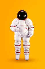 Wall Mural - Space suits isolated on yellow background. Elements of this image furnished by NASA.
