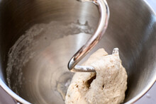 rye dough in mixing machine
