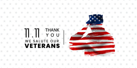 Wall Mural - Veterans day poster. Veteran's day illustration with american flag, 11th November, Vector illustration 