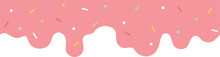 Strawberry Sauce With Sprinkles Ice Cream Toppings Seamless Upper Border Pattern. Flat Design .