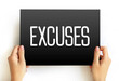 Excuses text on card, business concept background