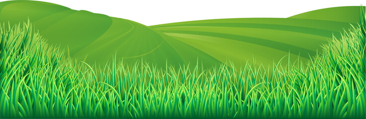 Wall Mural - Rolling Hills Field Sun Background