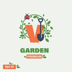 Wall Mural - Garden Alphabet V Logo