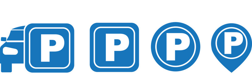 Car parking vector icons. Parking and traffic signs isolated on white background. Vector 