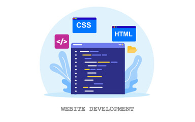website programming and coding web development concept vector illustration.