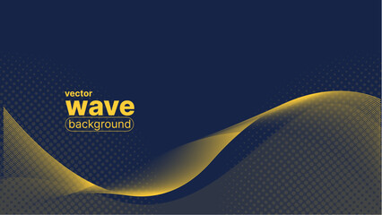 Canvas Print - abstract wave background in yellow and dark blue color with halftone. vector illustration