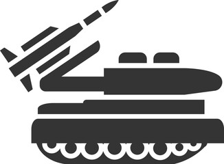 Sticker - Army vehicle black icon. Missile launcher transport