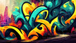 Leinwandbild Motiv Colorful graffiti wallpaper texture as background illustration