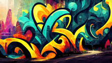 Colorful Graffiti Wallpaper Texture As Background Illustration