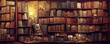Leinwandbild Motiv Old library or bookshop with many books on shelves