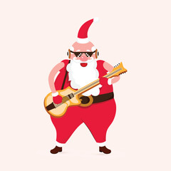 Poster - Cool Santa Clause wearing Black Goggles Playing Guitar.