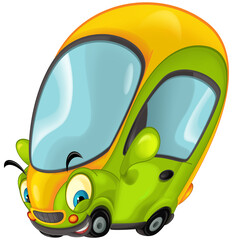 Wall Mural - Cartoon city car smiling and looking isolated - illustration for children