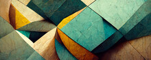 Geometric Background With Polygons In Turquoise And Gold Hues