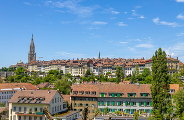 Wall Mural - View of the roofs of the old buildings of the city, the skyline of the city of Bern, Switzerland