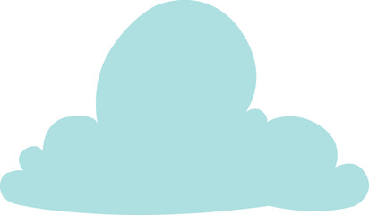 Wall Mural - blue cloud silhouette. curved fluffy weather symbol