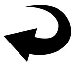 Fototapeta  - Curved arrow icon with sharp end. Black arrow indicating reverse turn. Direction pointer pointing to the left