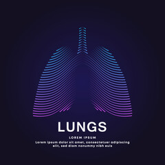 Wall Mural - Human lungs medical structure. Vector logo lungs color silhouette on a dark background. EPS 10