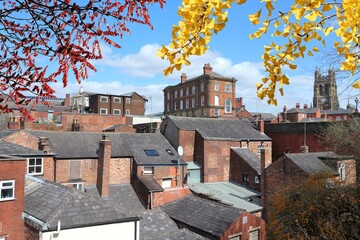 Canvas Print - Stockport UK. Autumn season city view.