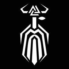 Sticker - Odin, Valknut symbol, Norse mythology, vector, isolated on black background