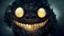 A Scary Monster With Big Yellow Eyes And Creepy Smile.