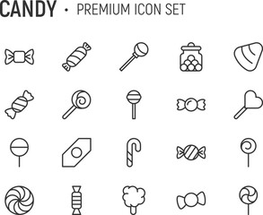 Poster - Editable vector pack of candy line icons.