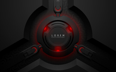 Wall Mural - abstract technology background with red lights