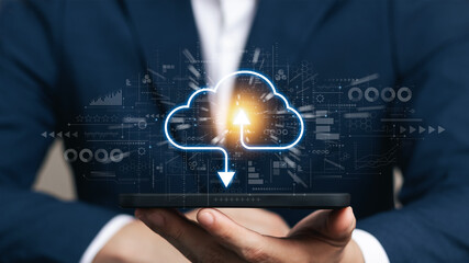 Wall Mural - cloud computer technology and storage online for computer business network ideas connected to intern