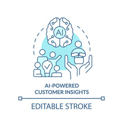 Wall Mural - AI powered customer insights turquoise concept icon. Technology in marketing abstract idea thin line illustration. Isolated outline drawing. Editable stroke. Arial, Myriad Pro-Bold fonts used