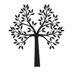 Wall Mural - Black vector Tree on white background.