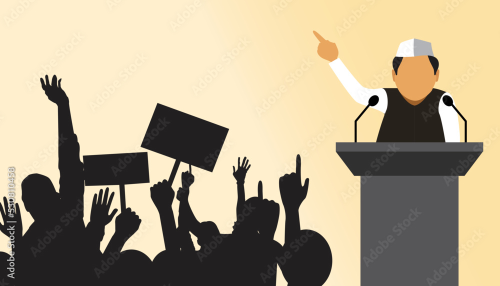 Indian politician delivering speed during election period, vector ...