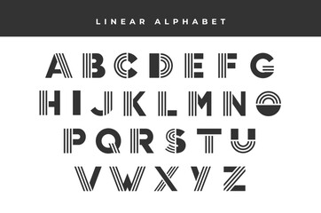 Linear Alphabet. Display type. Hand created font. Modern. Letters with thin lines. Vector EPS. Logo.