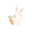 Cute cartoon easter bunny with carrot watercolor illustration 