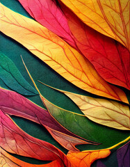 Wall Mural - abstract leaves in different autumn colors, pattern