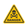 Danger sign with skull and crossbones. Warning sign icon. Yellow triangle with skeleton