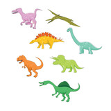 Fototapeta Dinusie - set of dinosaur vector illustration. velociraptor, tyrannosaurus, triceratops, brontosaurus, stegosaurus.