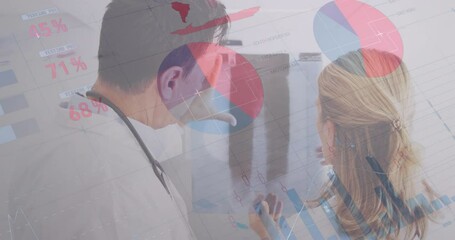 Poster - Animation of statistics and data processing over diverse doctors with x ray scan