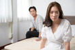 © tonefotografia - Young married couple asian husband and wife are arguing, angry couple ignoring each other, relationship trouble concept.