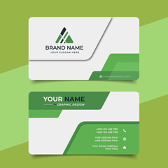 Green modern creative business card and name card horizontal simple clean template vector design