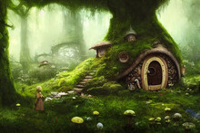 Fairy Tree House In Fantasy Forest