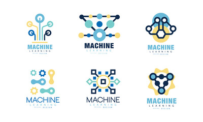 Sticker - Machine Learning System Original Design with Neuron Scheme Vector Set