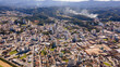 Aerial footage of the city of Brusque in Santa Catarina