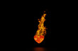 炎を上げて燃えるハートのオブジェの3Dイラスト