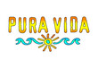 Pura Vida, Way of life, Costa Rica, text, quote, sun, waves, isolated